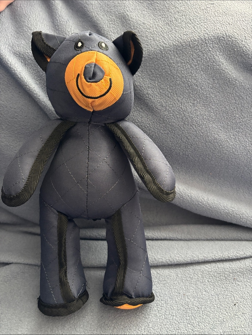 Plush Bear Toy in Navy with Orange Face Accent